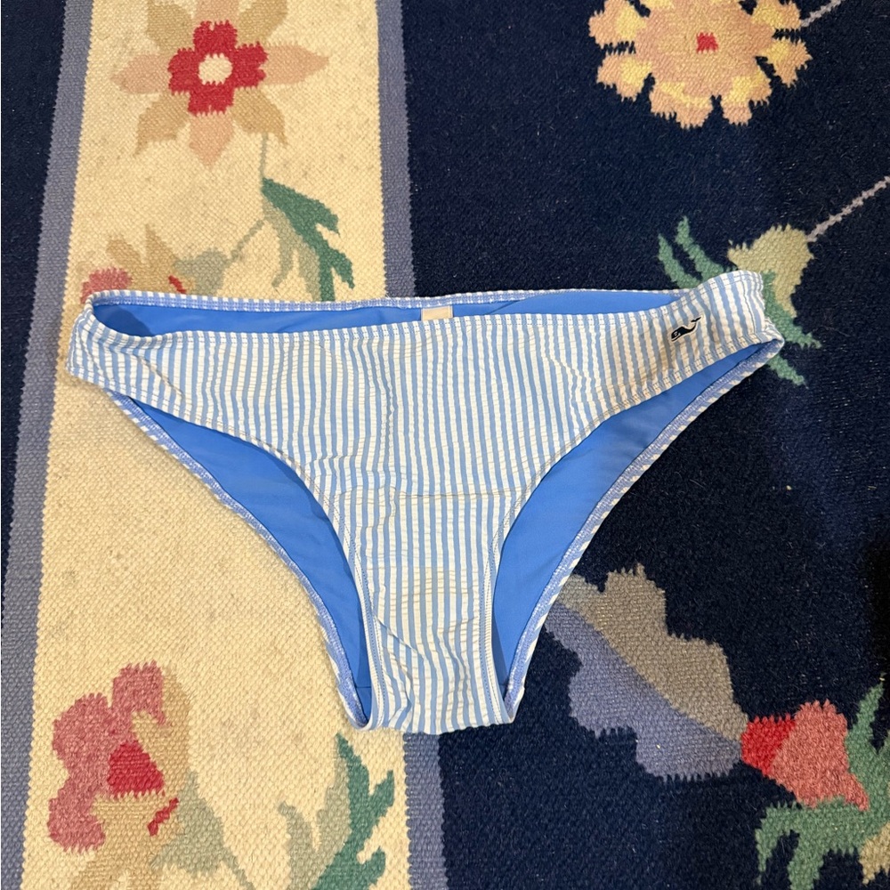 Vineyard Vines Light Blue and White Striped Bikini Bottom